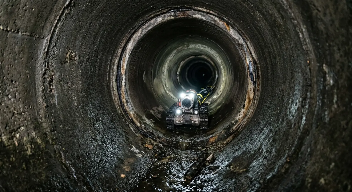 Robotic sewer camera inspecting pipe interior for Sewer Line Repair in La Joya